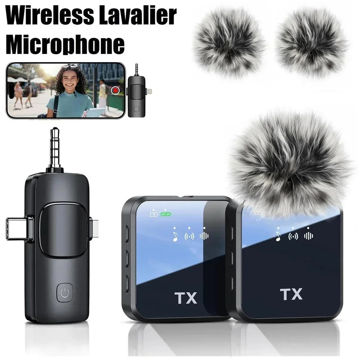 Wireless Lavalier Microphone (3-in-1)