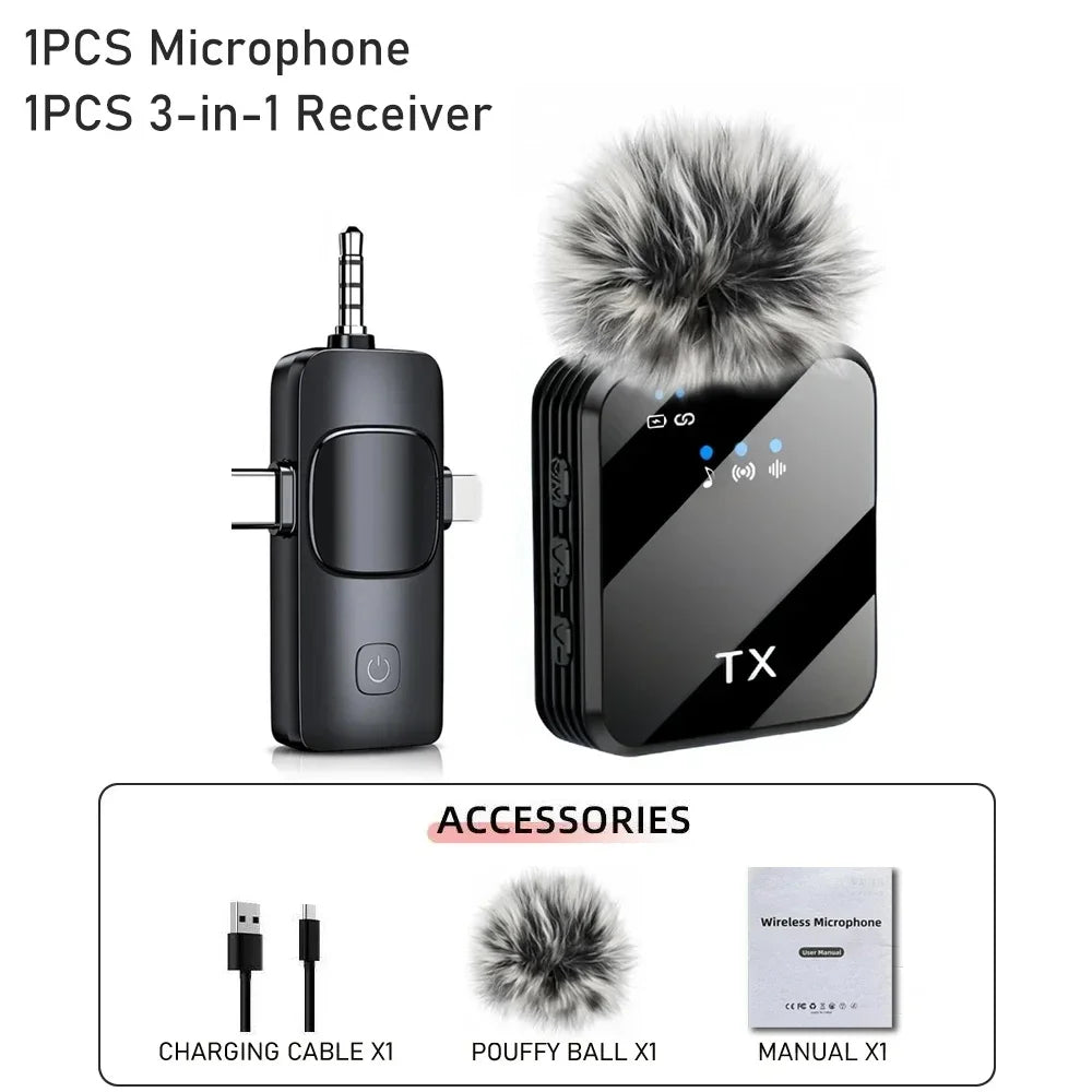Wireless Lavalier Microphone (3-in-1)