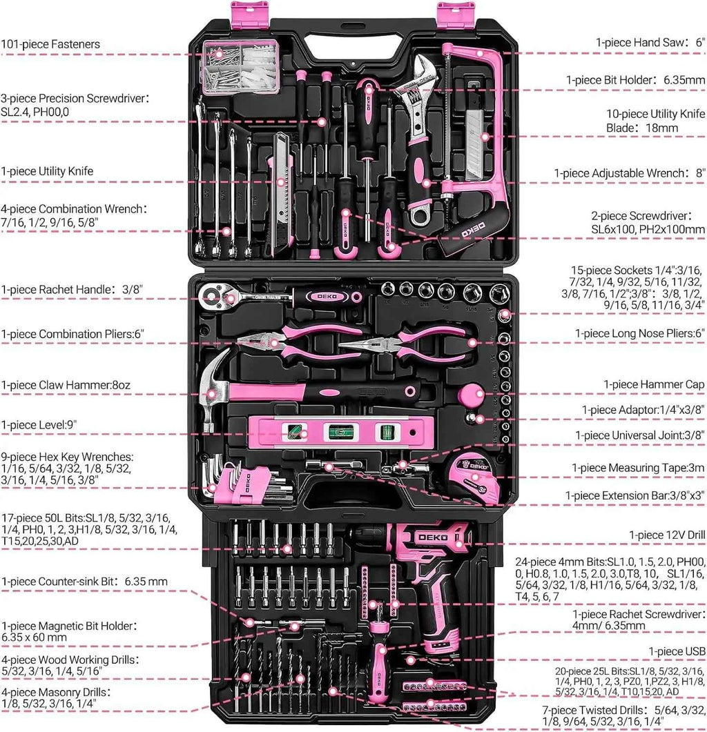 DEKO Home Mechanic Toolbox Set