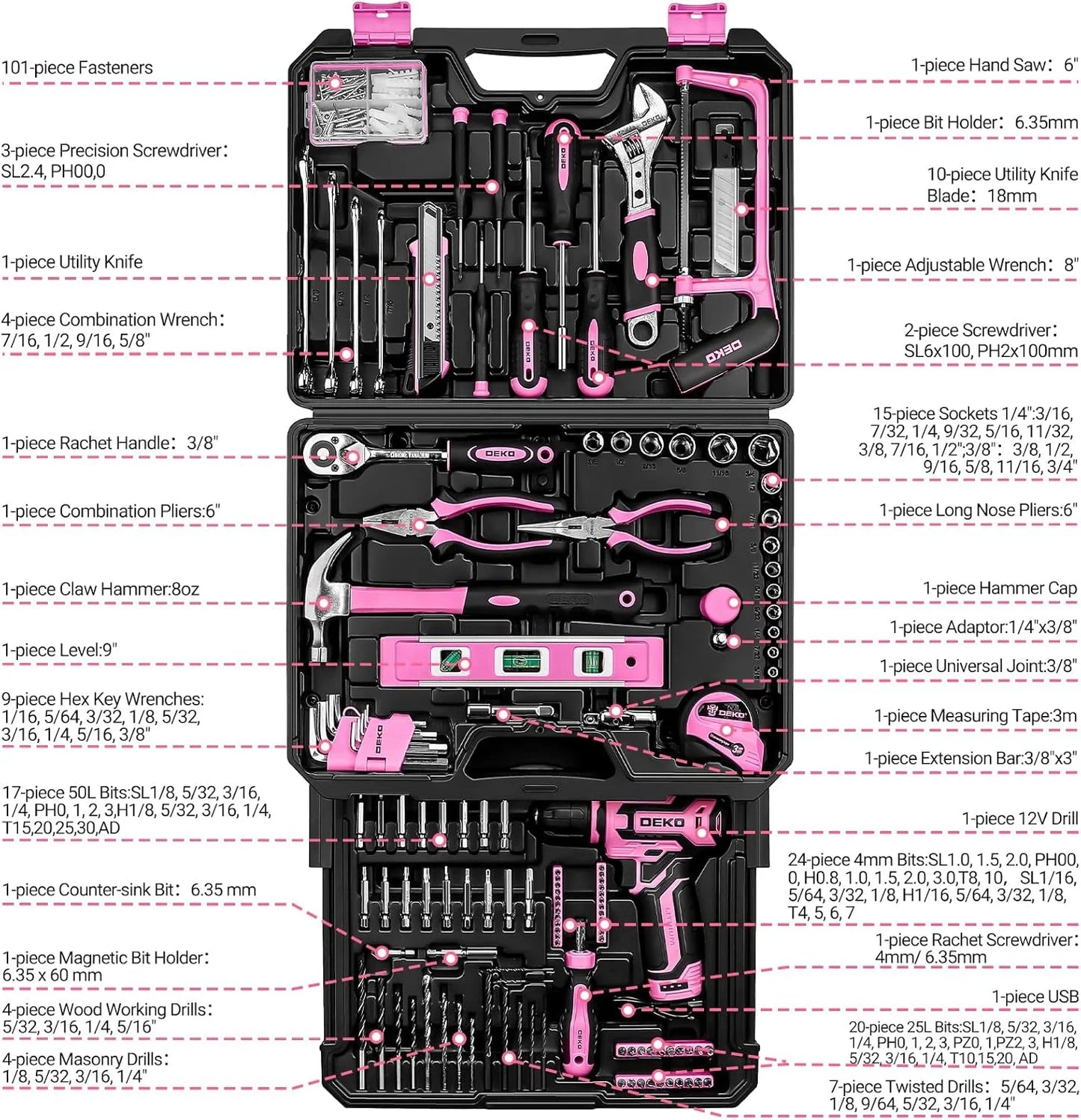 DEKO Home Mechanic Toolbox Set