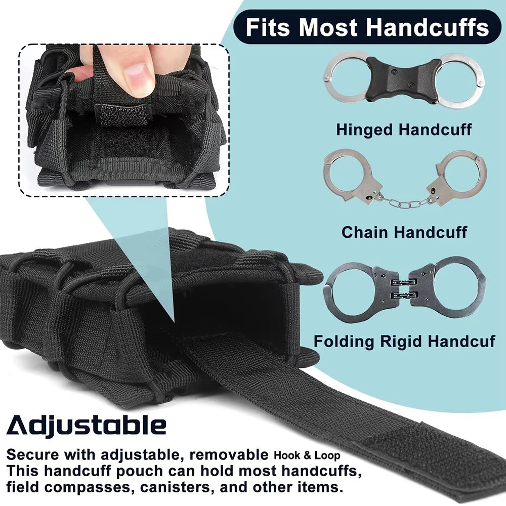Universal Tactical MOLLE Handcuff Case – Quick Release Belt Pouch for Chain & Hinged Handcuffs