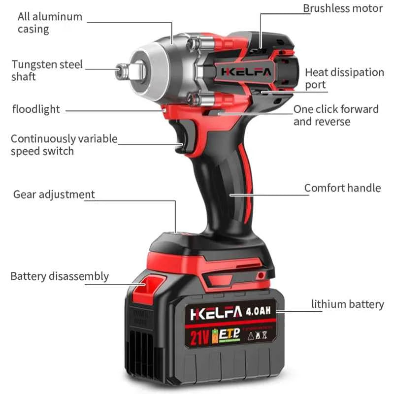 HKELFA 520N.M Brushless Cordless Impact Wrench