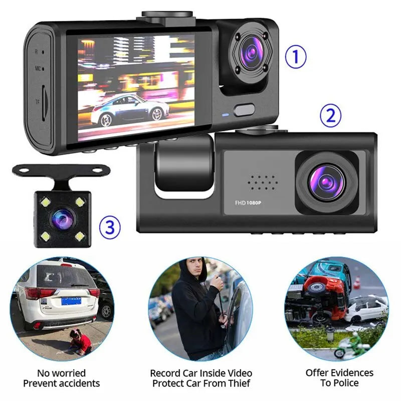 1080P Dual Dash Cam for Cars – Front & Interior Camera with Night Vision