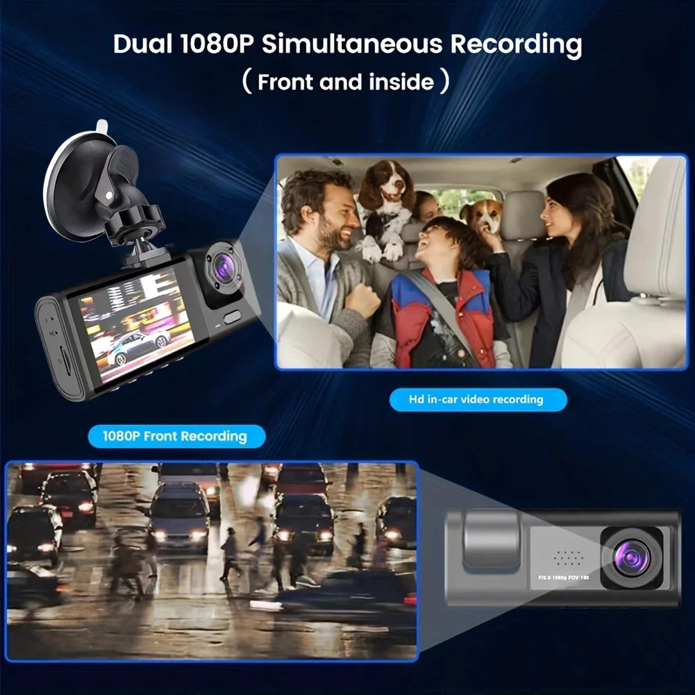 1080P Dual Dash Cam for Cars – Front & Interior Camera with Night Vision