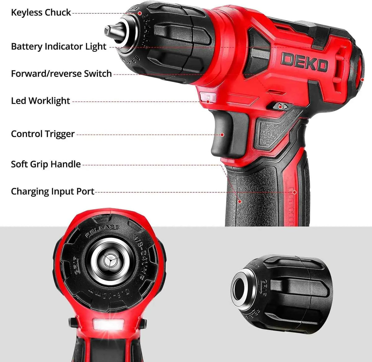 DEKO Small Repair Tool Kit with Electric Drill & Screwdriver