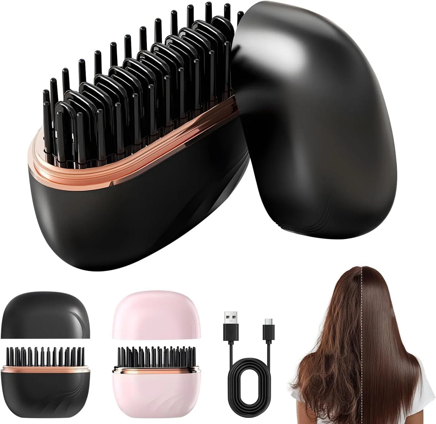 Mini Rechargeable Hair Straightening Brush