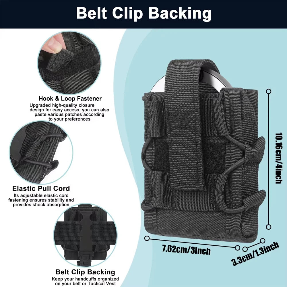 Universal Tactical MOLLE Handcuff Case – Quick Release Belt Pouch for Chain & Hinged Handcuffs