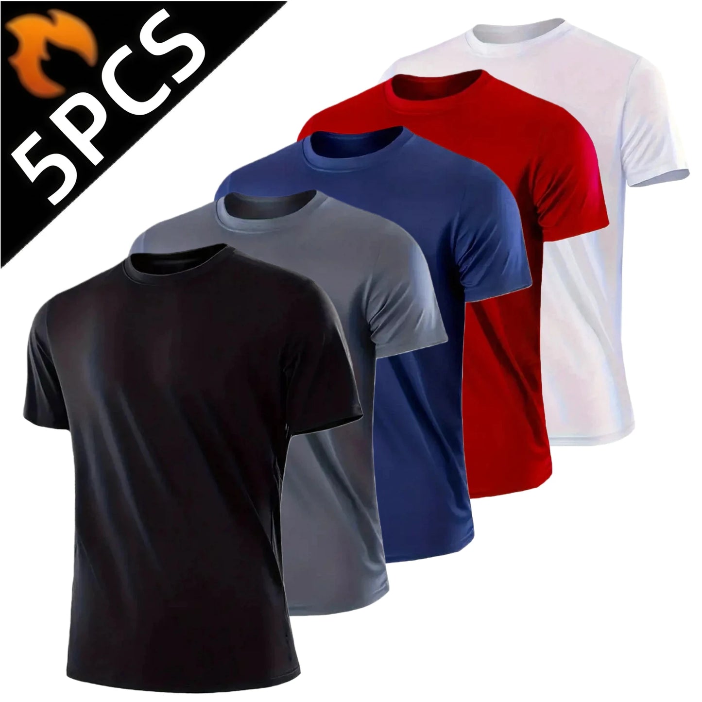 5-Pack Men's Quick-Dry Performance T-Shirts