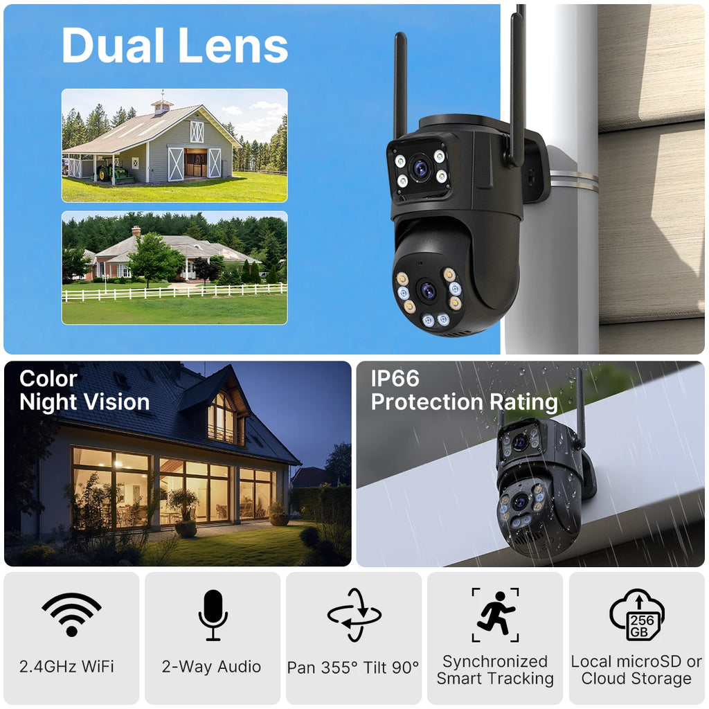4K 8MP Dual-Lens WiFi PTZ Security Camera