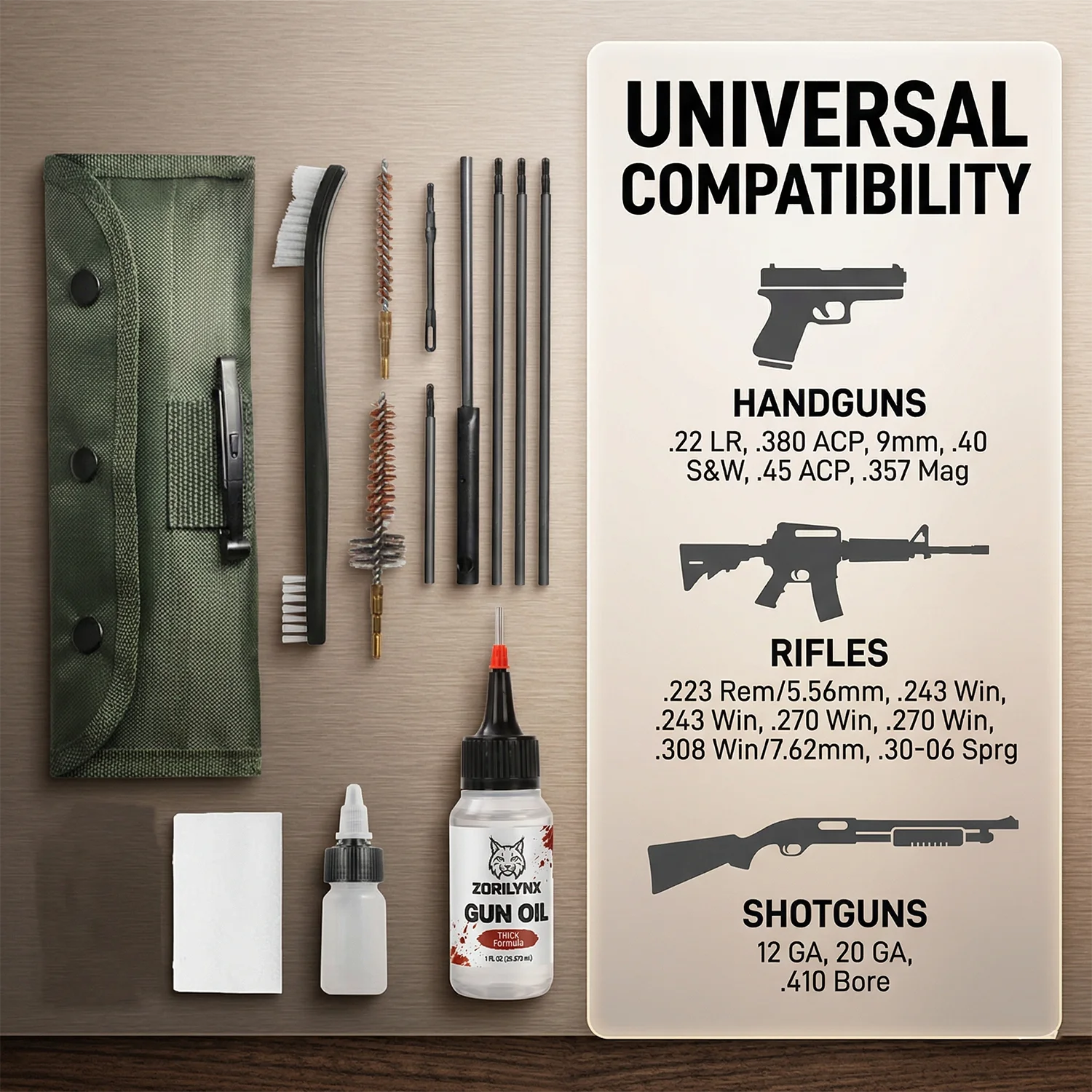 1oz Firearm Maintenance Kit – 13-Piece Cleaning & Lubrication Set