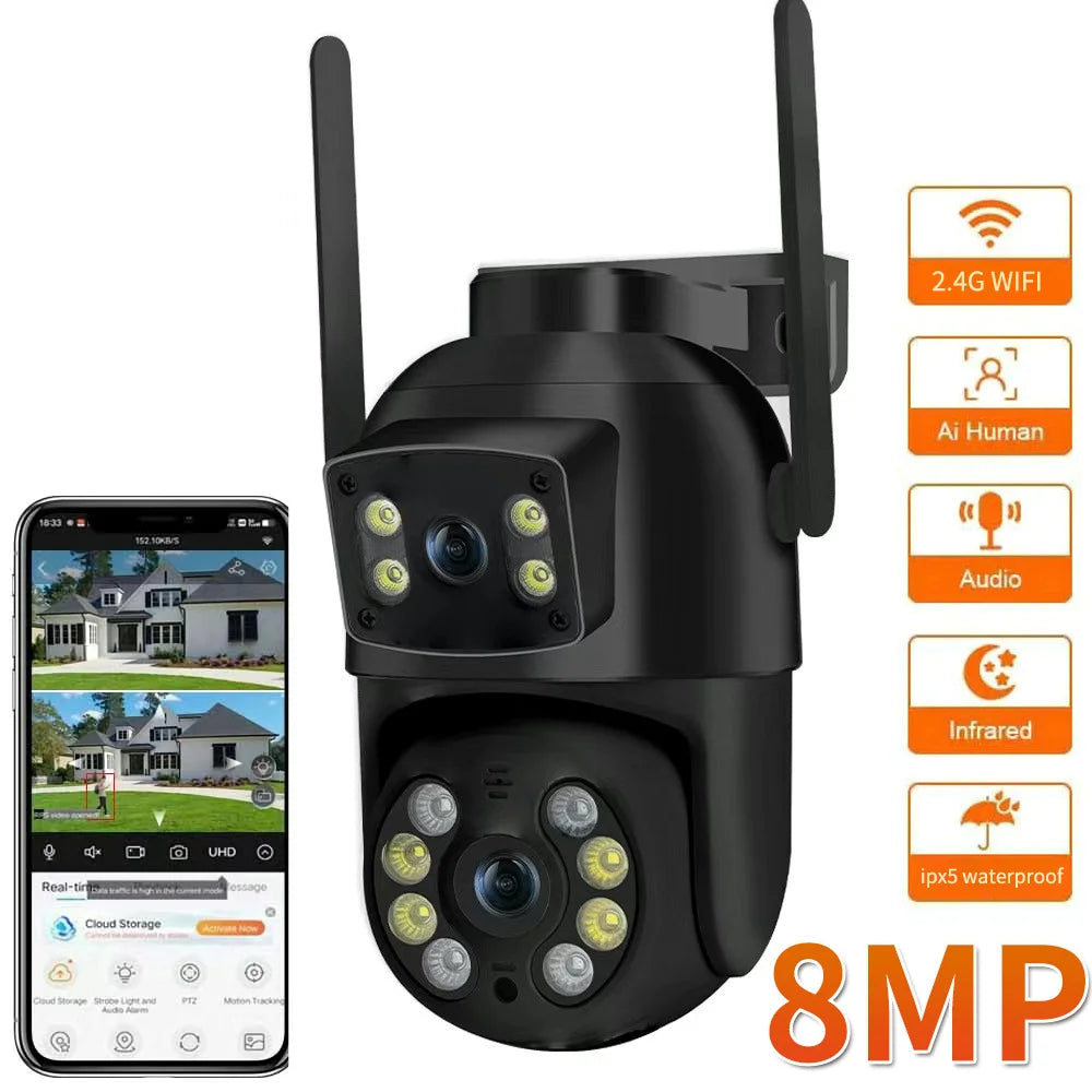 8MP Dual Lens WiFi Security Camera