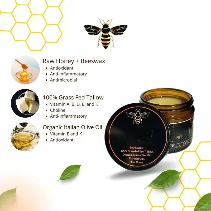 Beef Tallow & Raw Honey Moisturizing Balm