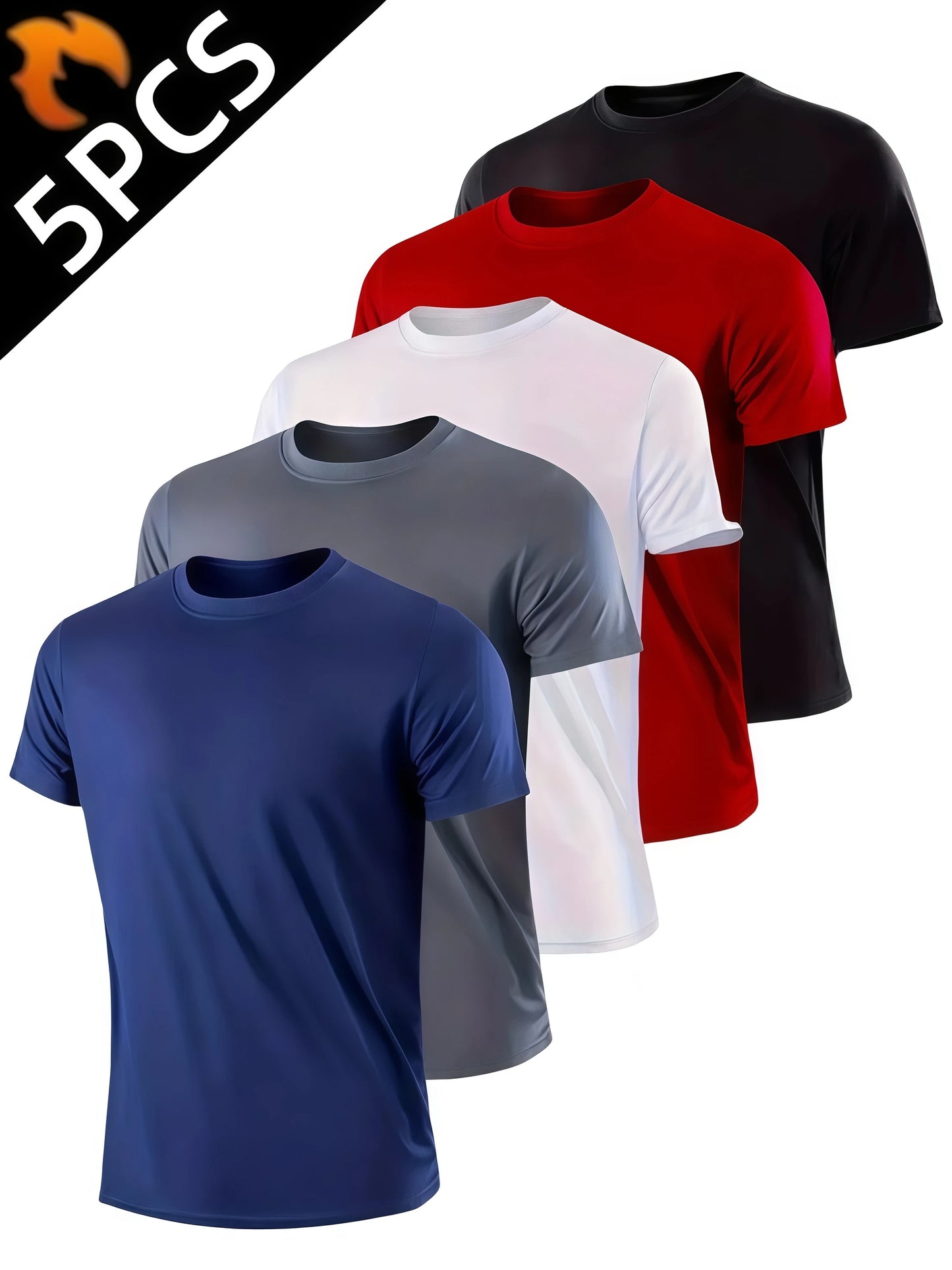 5-Pack Men's Quick-Dry Performance T-Shirts