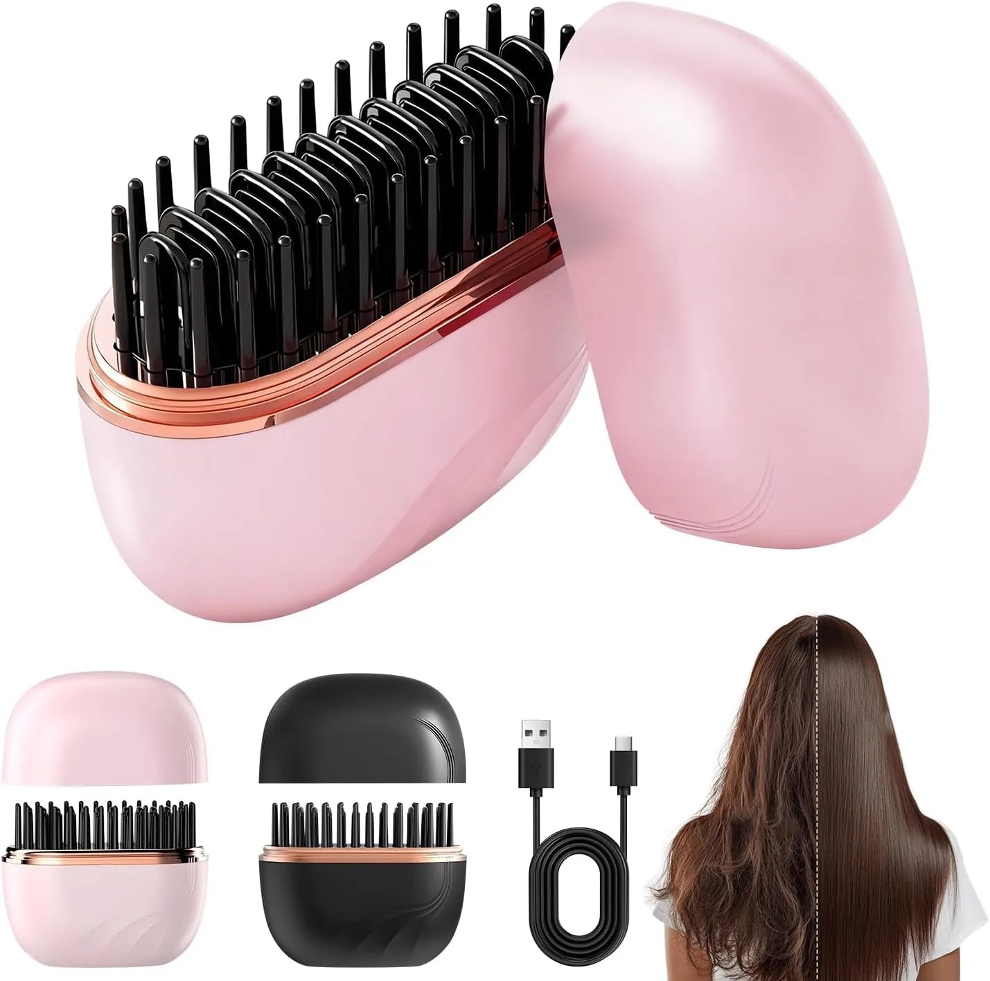 Mini Rechargeable Hair Straightening Brush